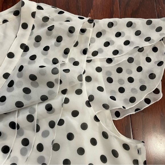 Jones New York Collection women’s blouse (white with black polka dots) - Picture 3 of 5